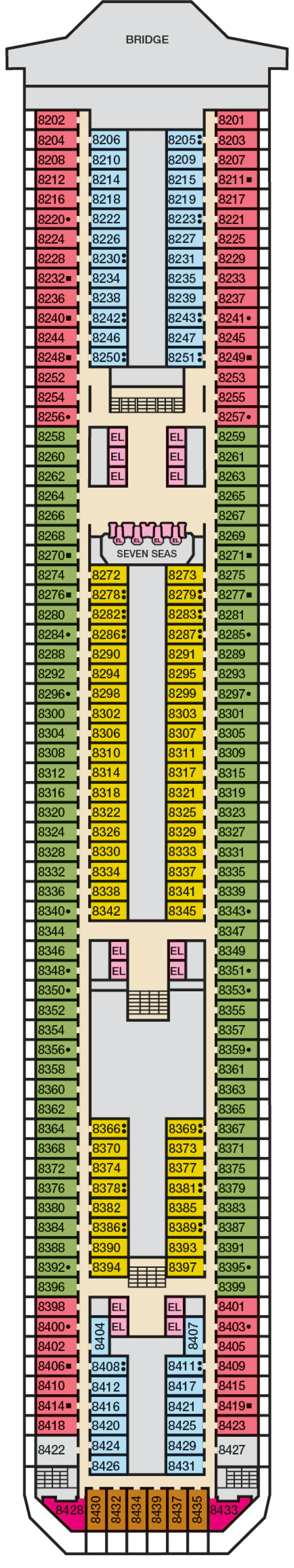 Verandah (Deck 8) deck plan for Carnival Victory