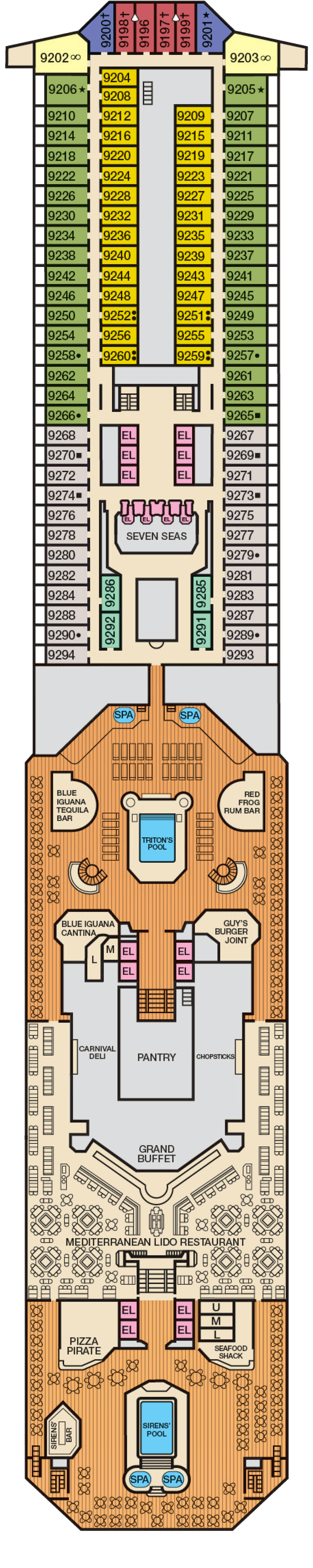 Lido (Deck 9) deck plan for Carnival Victory