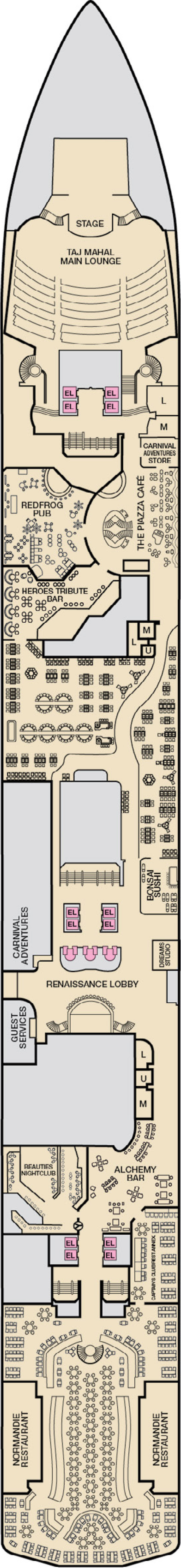 Promenade (Deck 2) deck plan for Carnival Pride