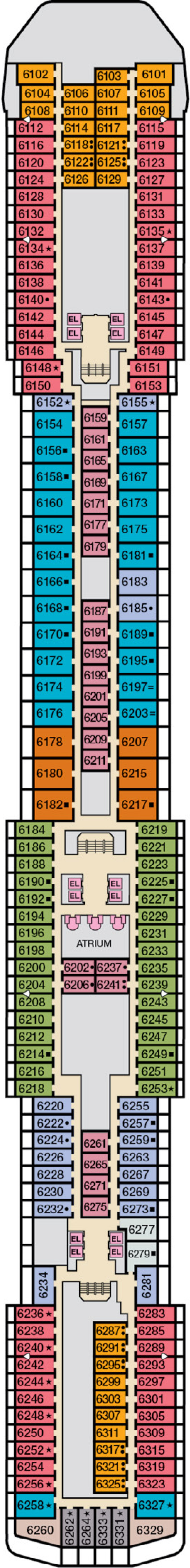 Empress (Deck 6) deck plan for Carnival Pride