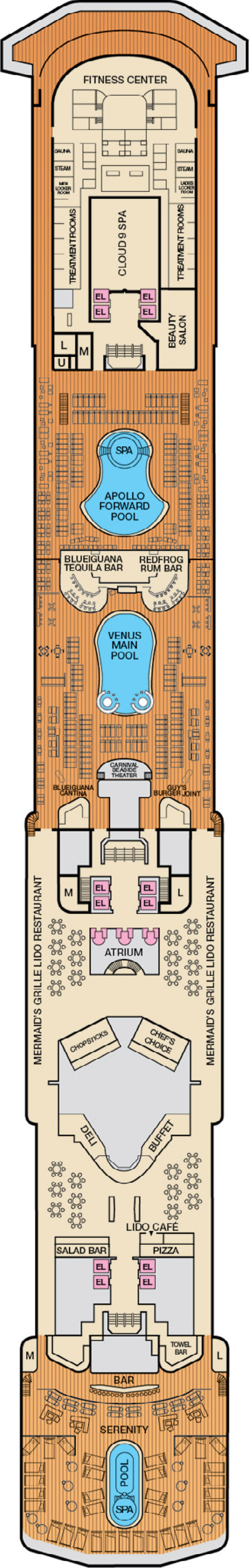 Lido (Deck 9) deck plan for Carnival Pride