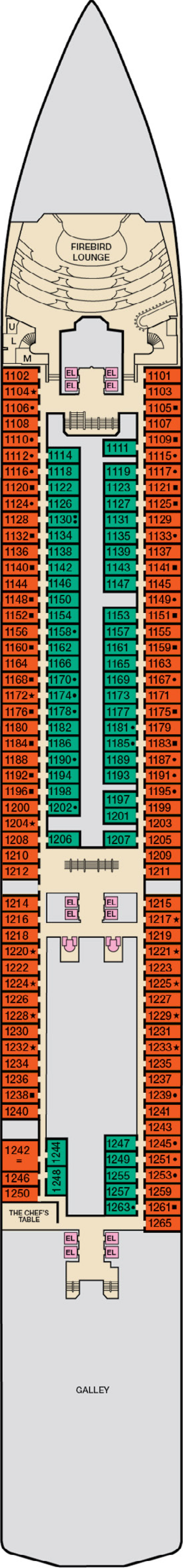 Riviera (Deck 1) deck plan for Carnival Legend
