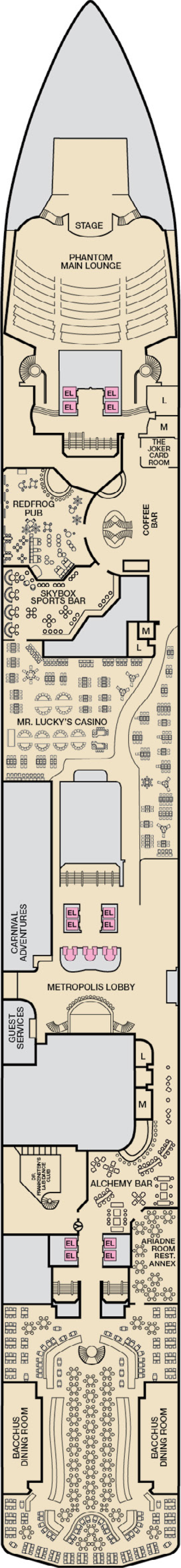 Promenade (Deck 2) deck plan for Carnival Miracle