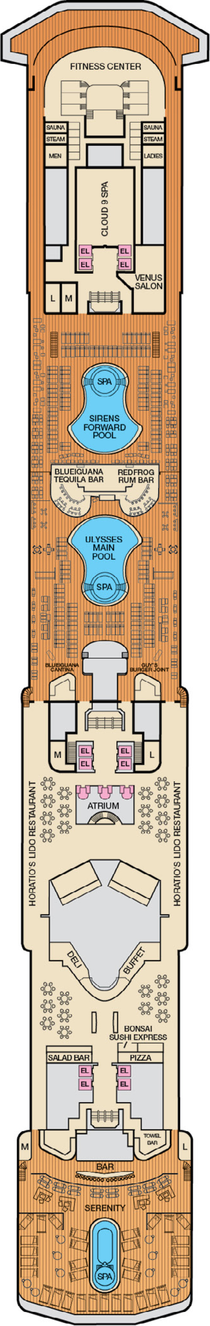 Lido (Deck 9) deck plan for Carnival Miracle