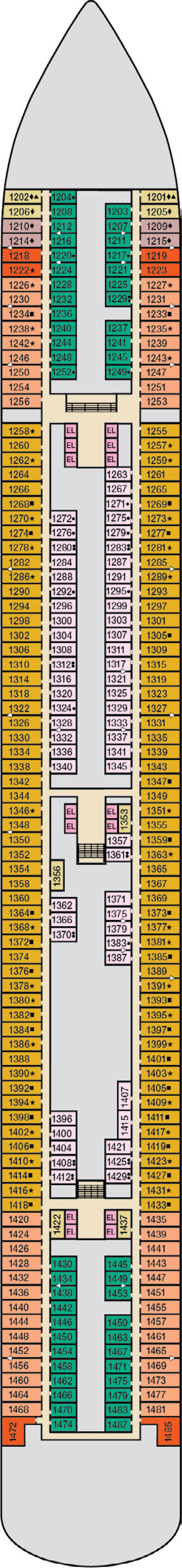 Deck 1 deck plan for Carnival Panorama