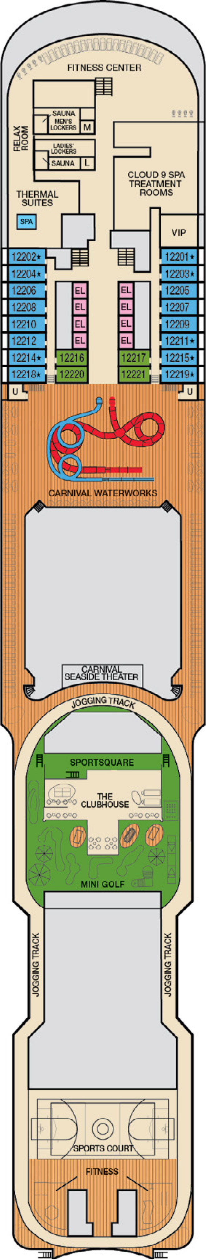 Deck 12 deck plan for Carnival Panorama