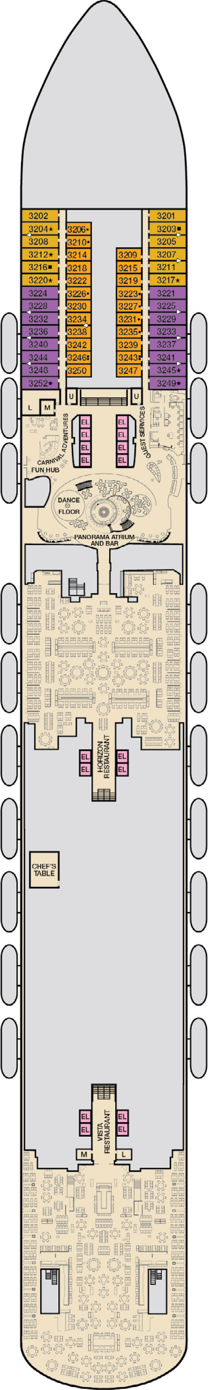 Lobby (Deck 3) deck plan for Carnival Panorama