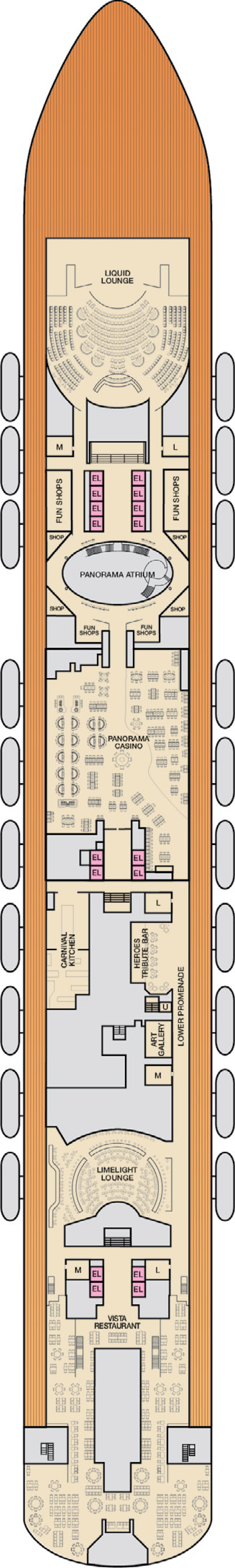 Mezzanine (Deck 4) deck plan for Carnival Panorama