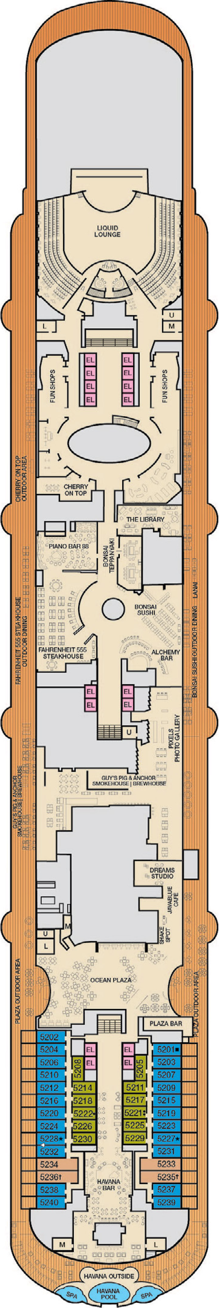 Promenade (Deck 5) deck plan for Carnival Panorama