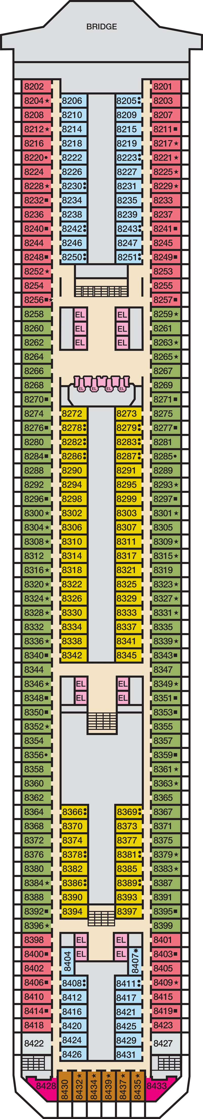 Verandah (Deck 8) deck plan for Carnival Sunrise