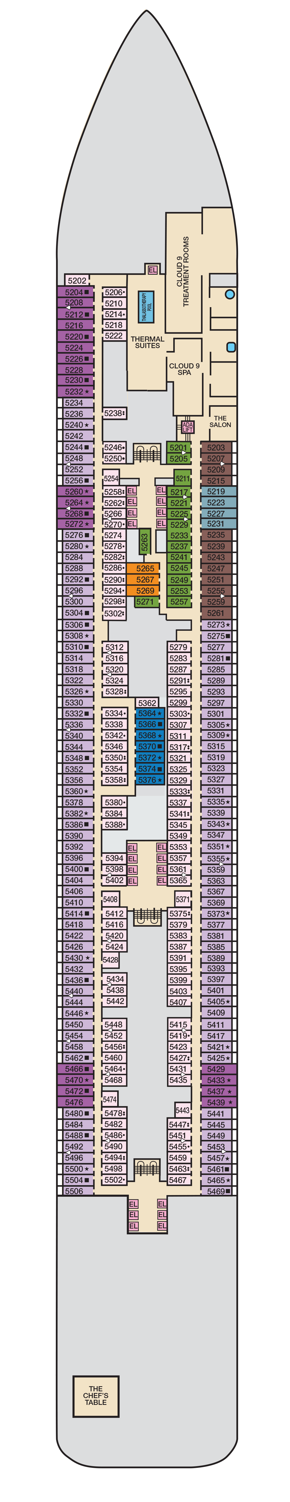 Deck 5 deck plan for Mardi Gras
