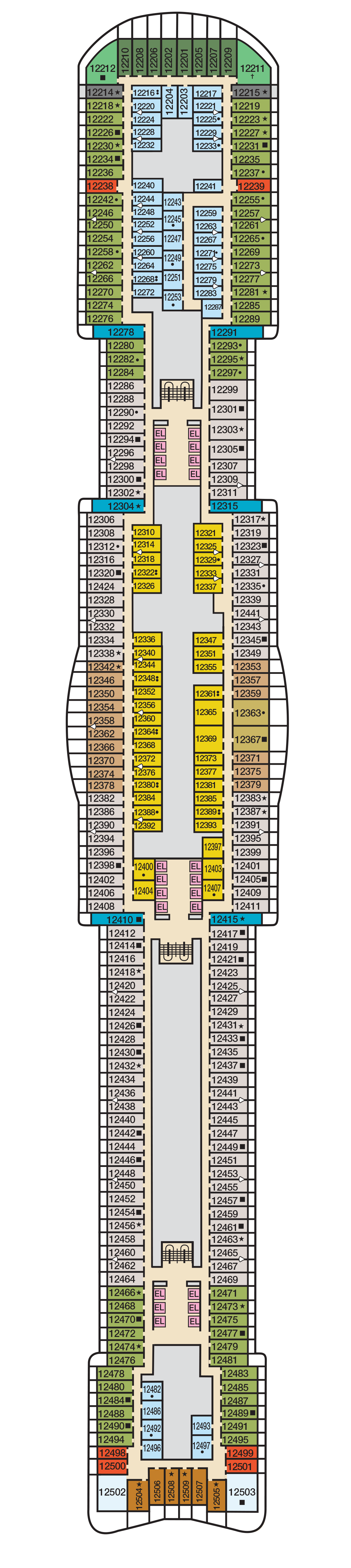 Deck 12 deck plan for Mardi Gras