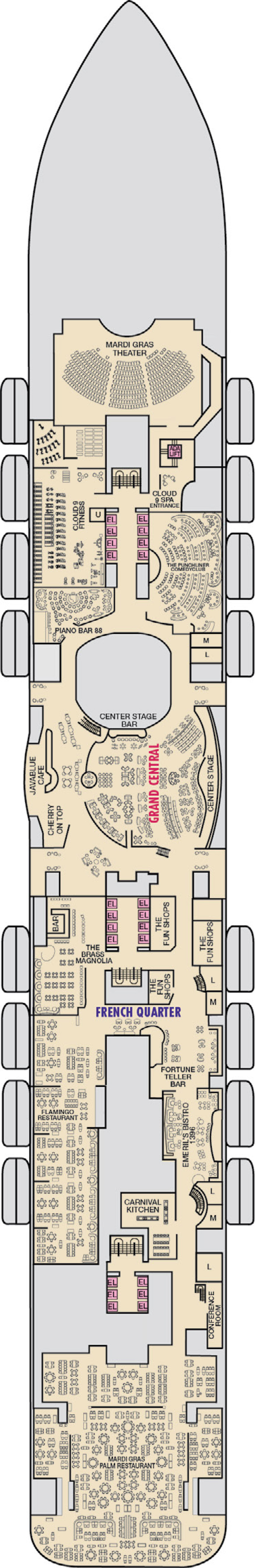 Deck 6 deck plan for Mardi Gras