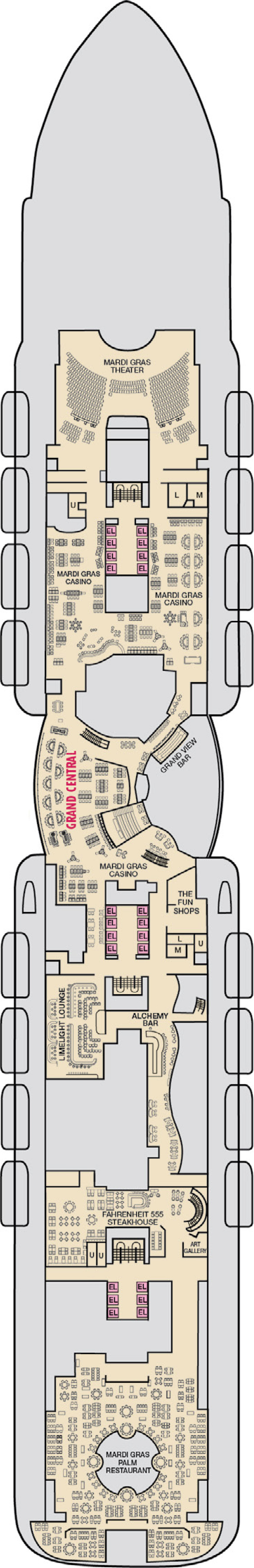 Deck 7 deck plan for Mardi Gras
