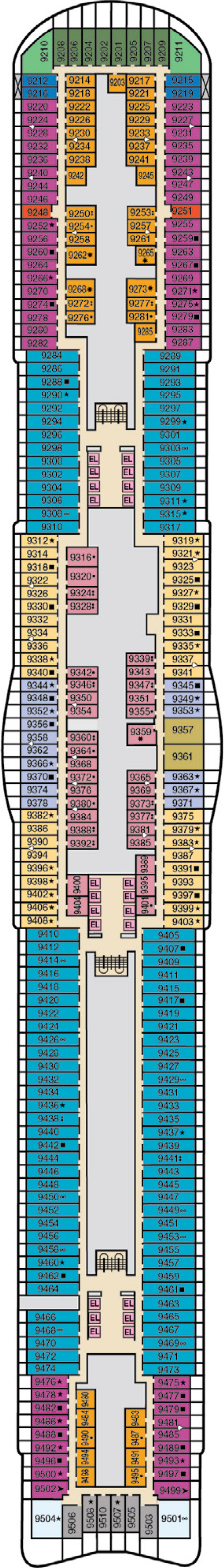 Deck 9 deck plan for Mardi Gras