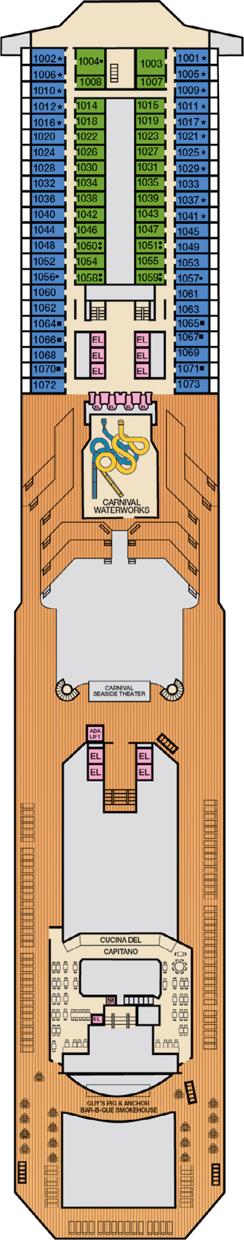 Panorama (Deck 10) deck plan for Carnival Radiance