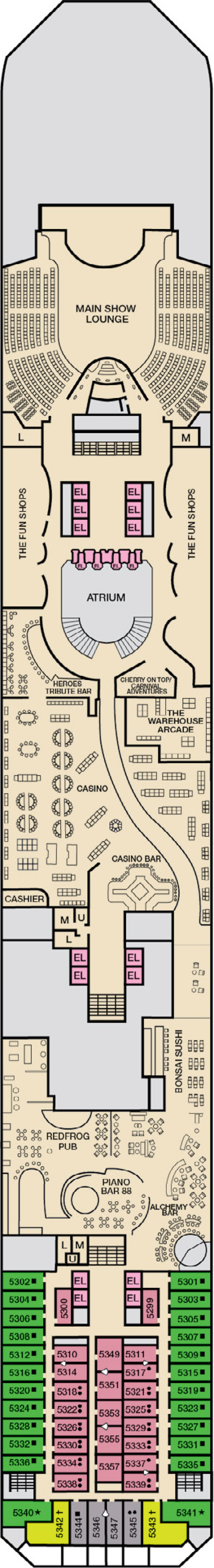 Promenade (Deck 5) deck plan for Carnival Radiance