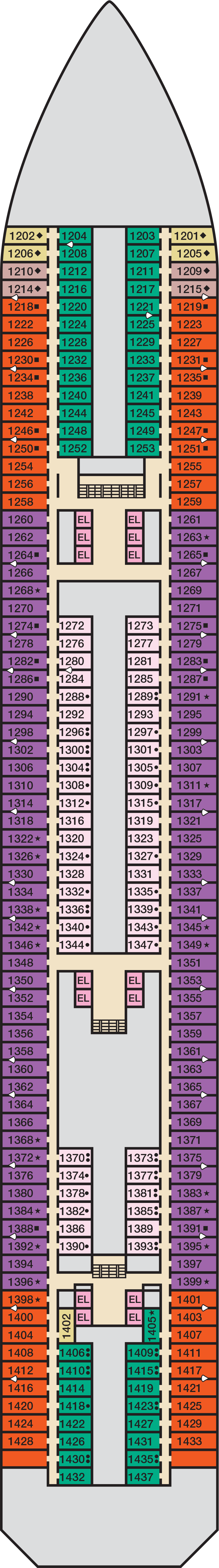 Riviera (Deck 1) deck plan for Carnival Radiance