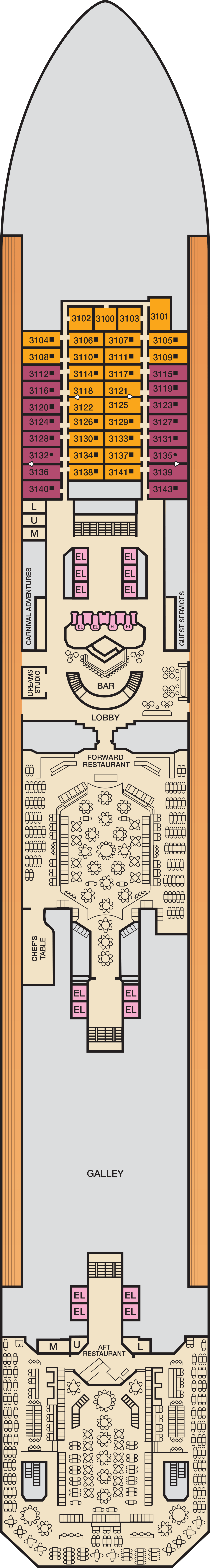 Lobby (Deck 3) deck plan for Carnival Radiance