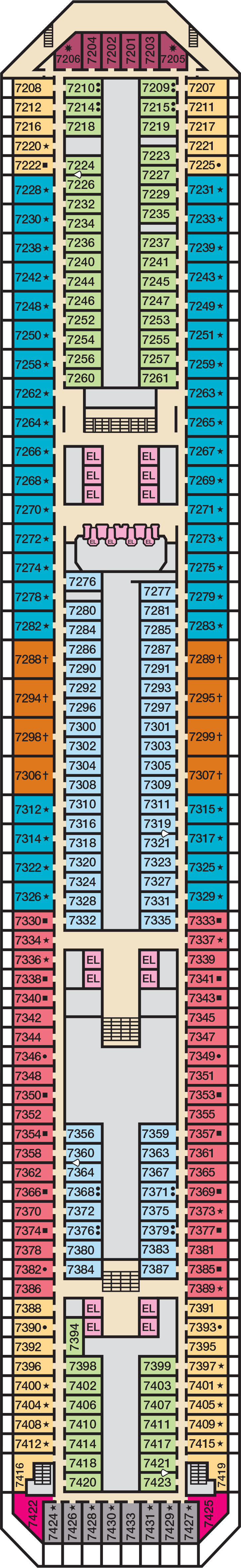 Empress (Deck 7) deck plan for Carnival Radiance