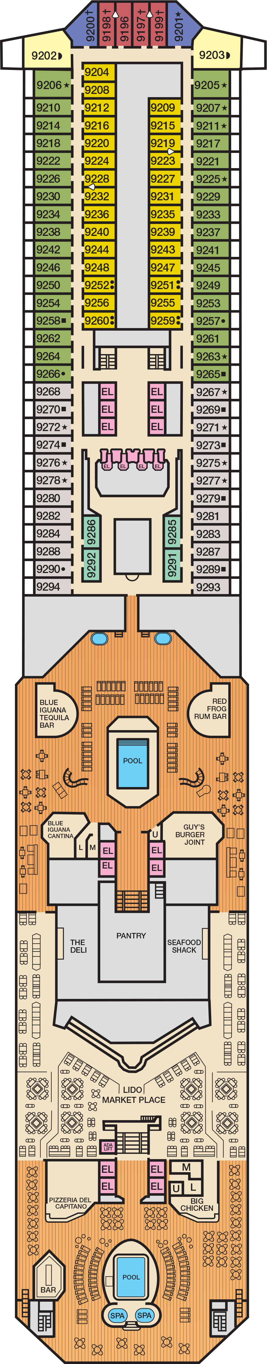 Lido (Deck 9) deck plan for Carnival Radiance