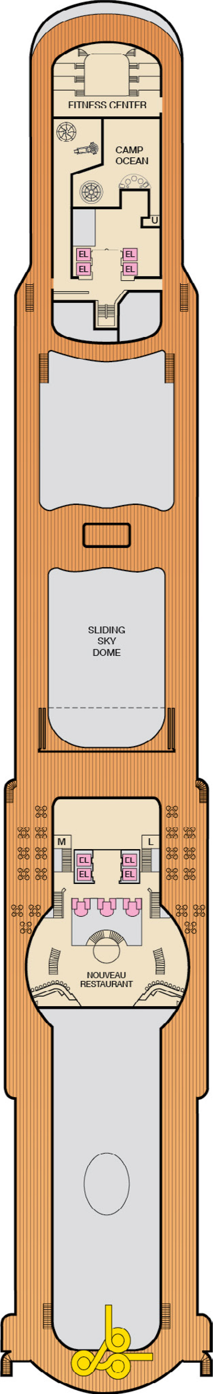 Sun (Deck 10) deck plan for Carnival Spirit