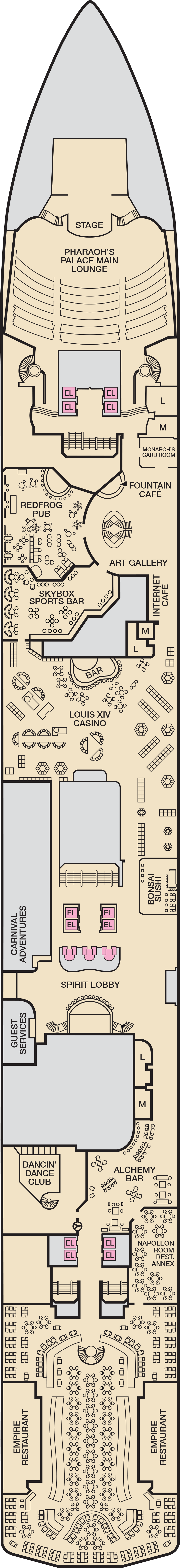 Promenade (Deck 2) deck plan for Carnival Spirit