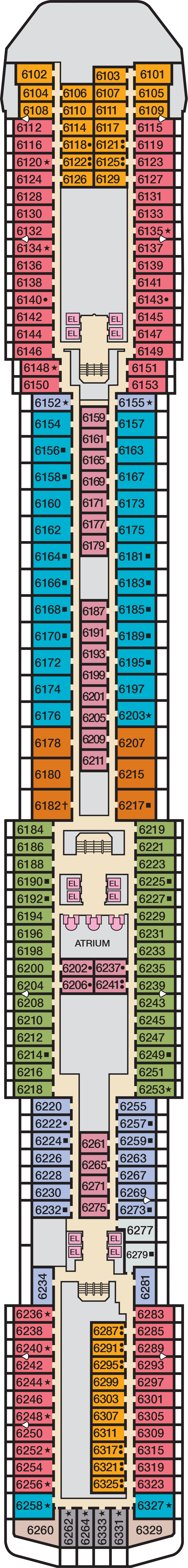 Empress (Deck 6) deck plan for Carnival Spirit