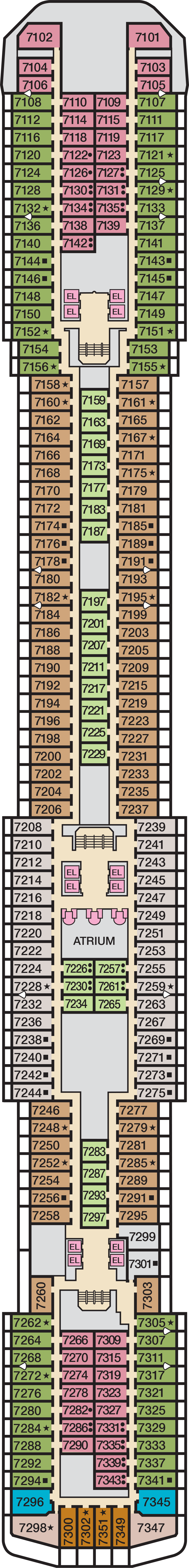 Verandah (Deck 7) deck plan for Carnival Spirit
