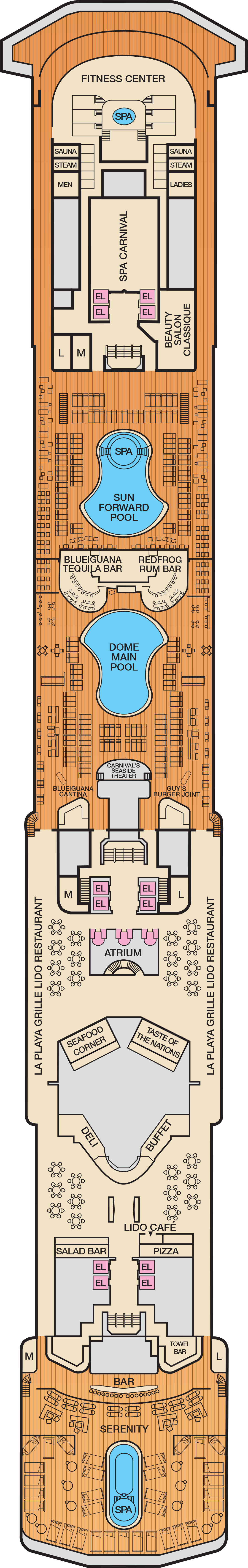 Lido (Deck 9) deck plan for Carnival Spirit