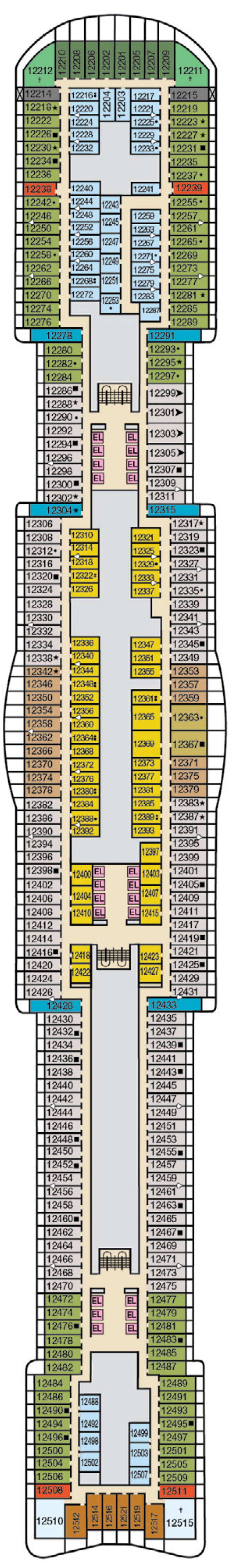 Deck 12 deck plan for Carnival Jubilee