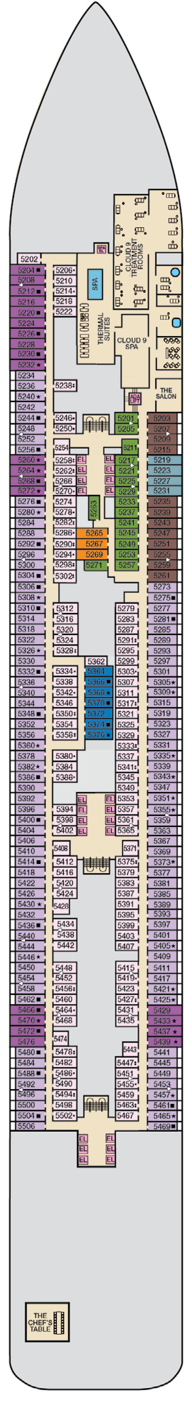 Deck 5 deck plan for Carnival Jubilee