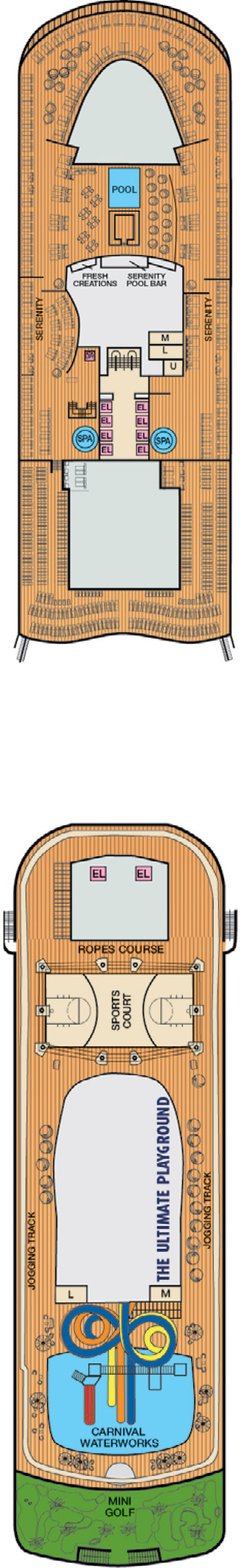 Deck 18 deck plan for Carnival Jubilee
