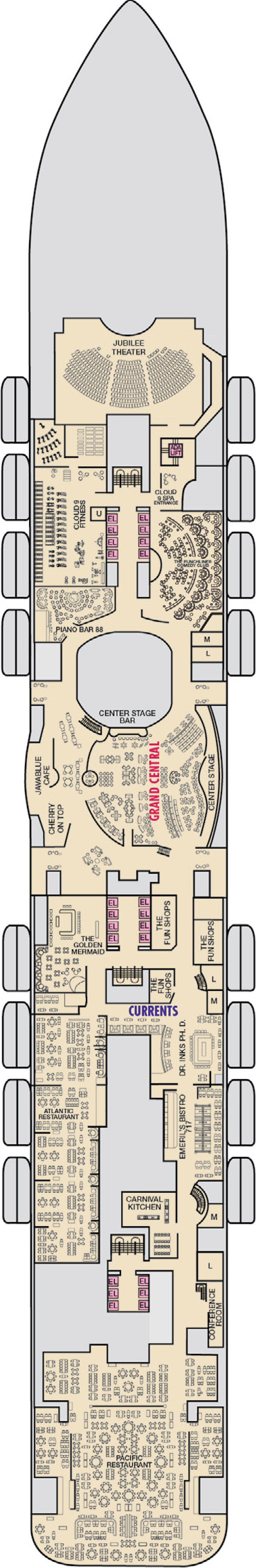 Deck 6 deck plan for Carnival Jubilee
