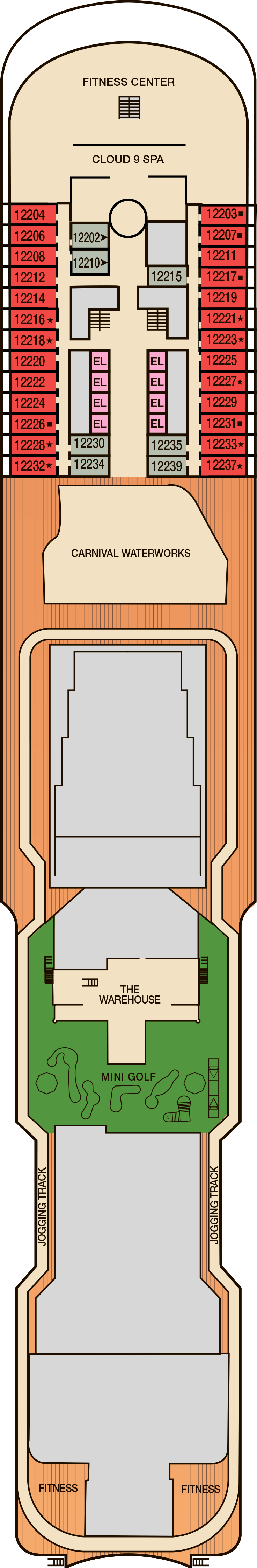 Deck 12 deck plan for Carnival Venezia