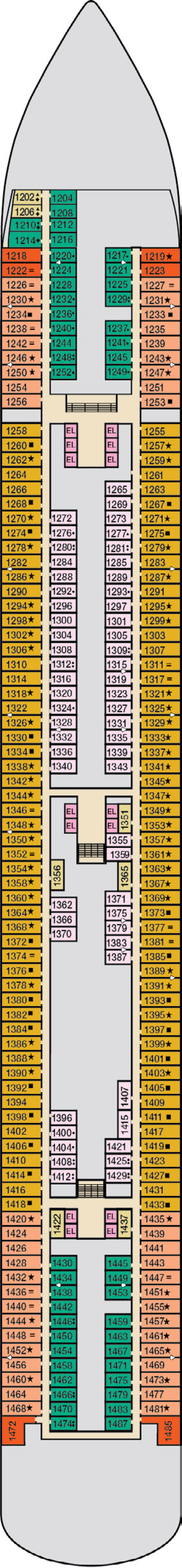 Deck 1 deck plan for Carnival Venezia