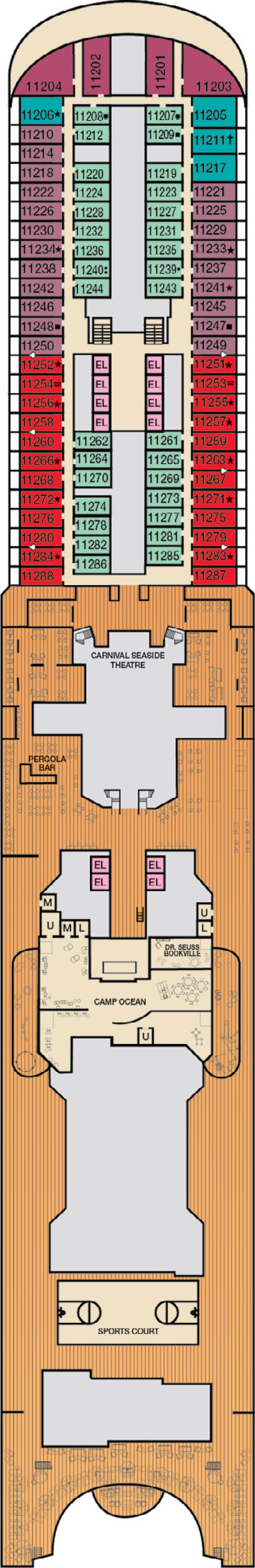 Deck 11 deck plan for Carnival Venezia
