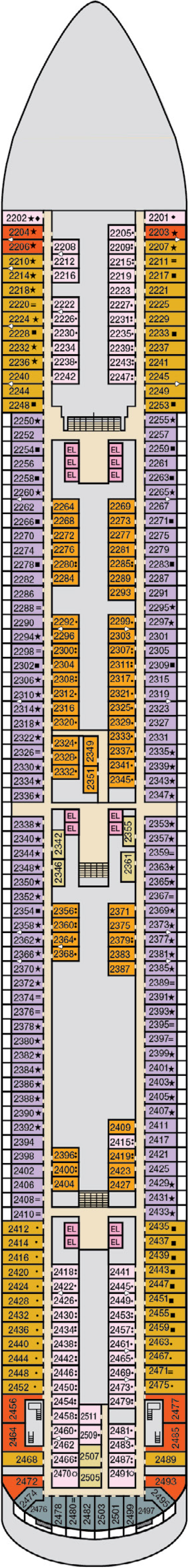 Deck 2 deck plan for Carnival Venezia