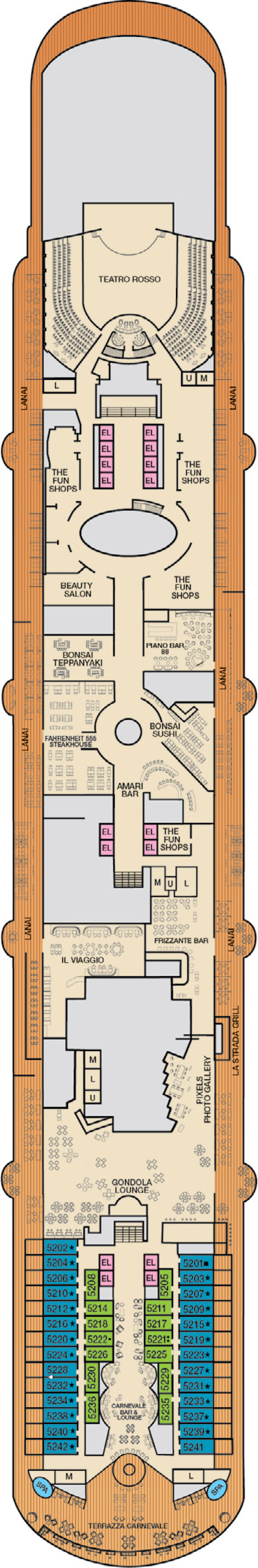 Deck 5 deck plan for Carnival Venezia