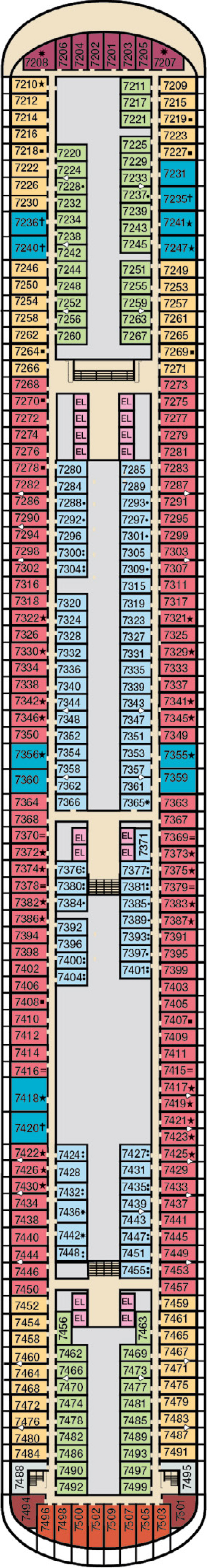 Deck 7 deck plan for Carnival Venezia