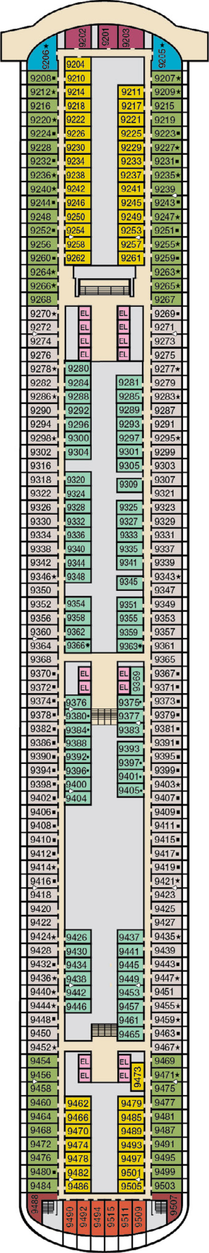 Deck 9 deck plan for Carnival Venezia