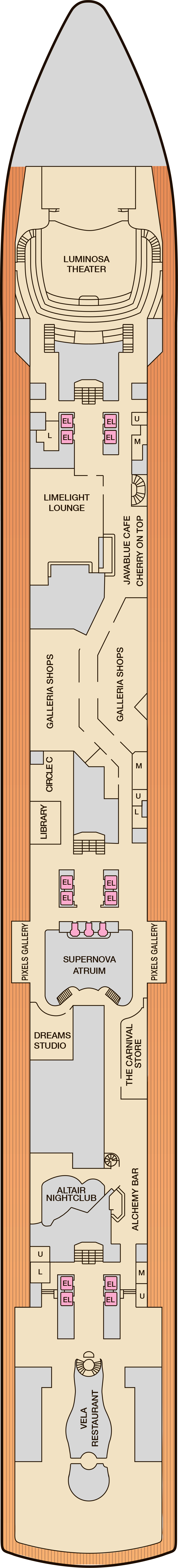 Deck 3 deck plan for Carnival Luminosa