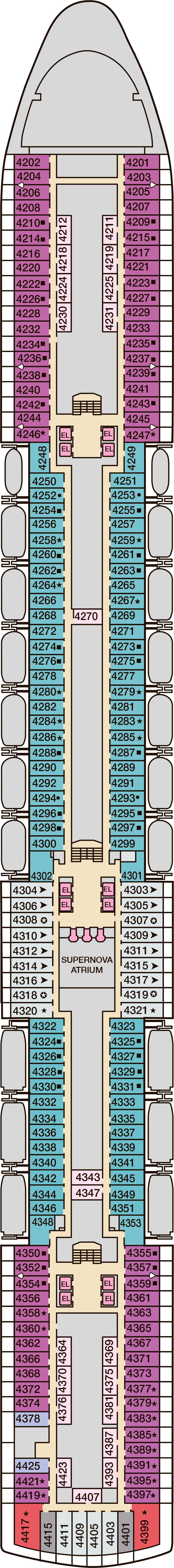 Deck 4 deck plan for Carnival Luminosa