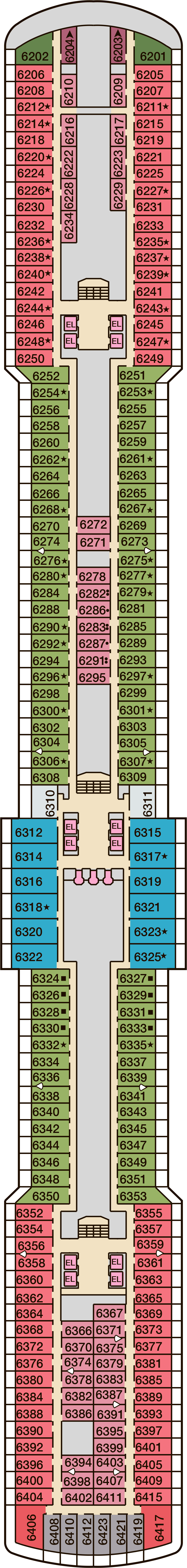 Deck 6 deck plan for Carnival Luminosa