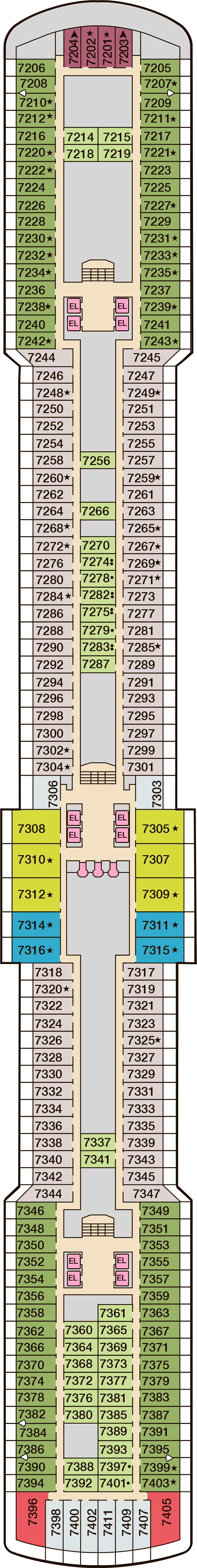 Deck 7 deck plan for Carnival Luminosa