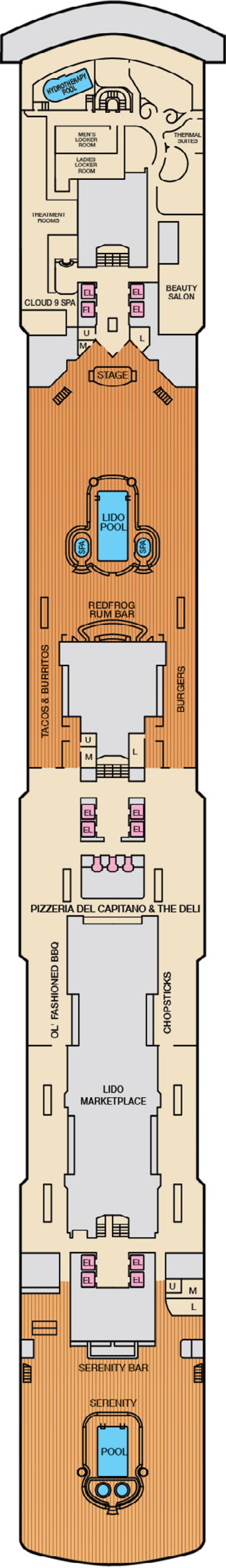 Deck 9 deck plan for Carnival Luminosa
