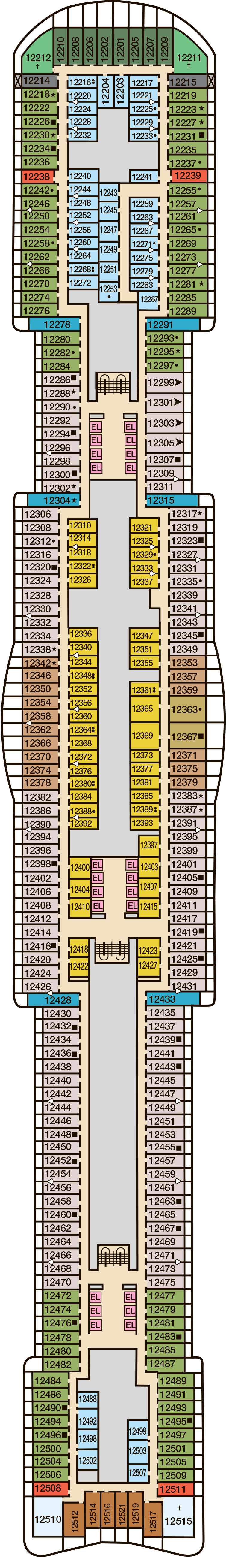 Deck 12 deck plan for Carnival Celebration