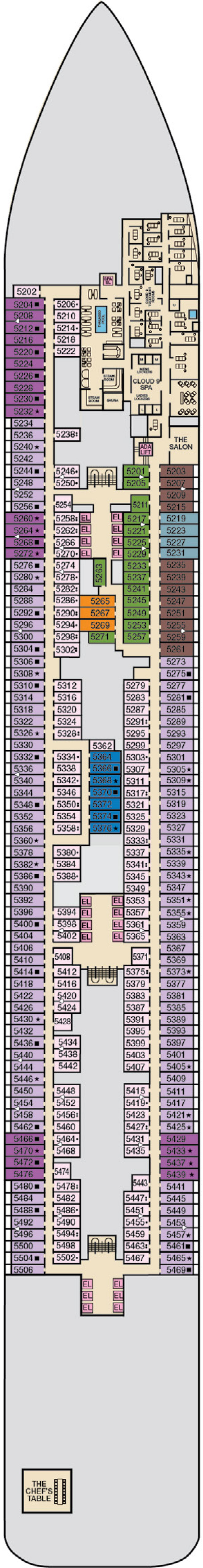 Deck 5 deck plan for Carnival Celebration