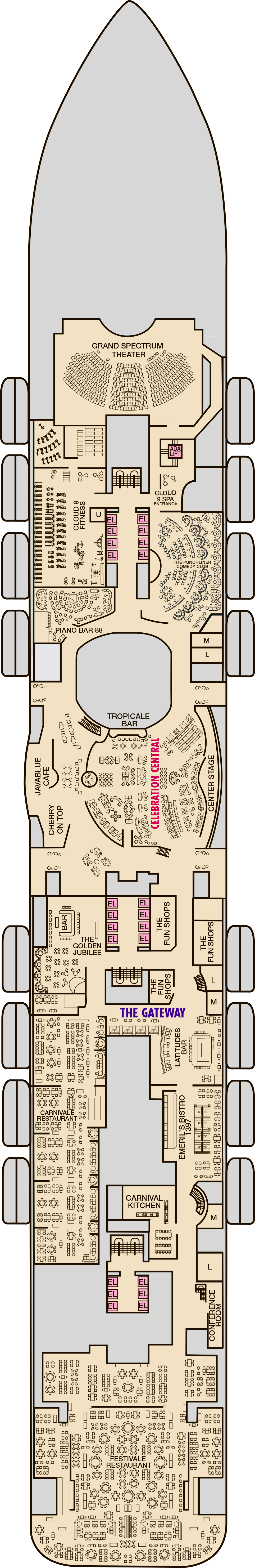 Deck 6 deck plan for Carnival Celebration