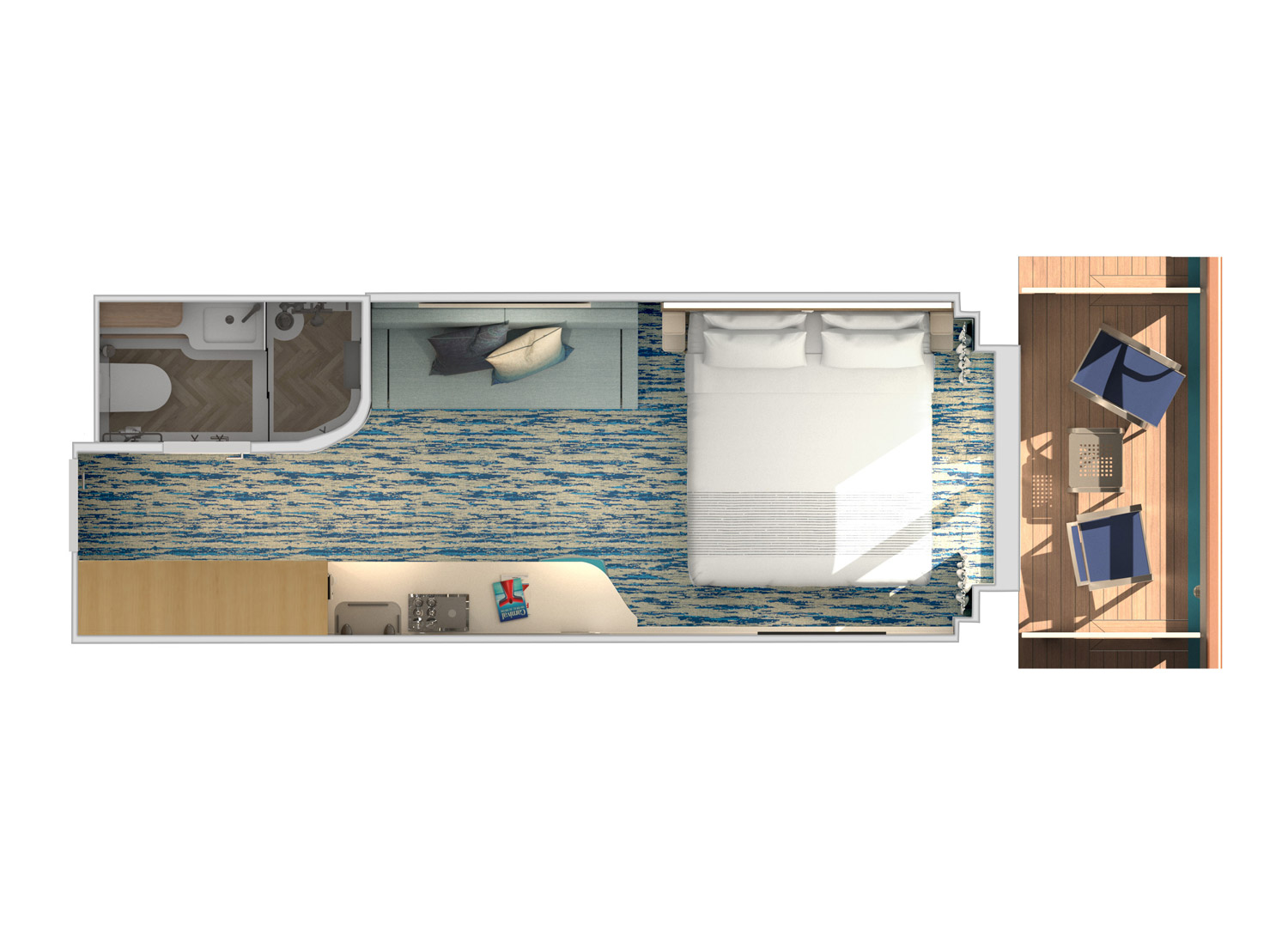 Schematic of the Junior Balcony Stateroom